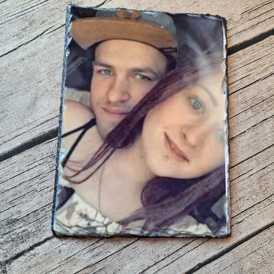 Personalisierte Schiefertafel mit Foto – individuelles Geschenk auf Naturstein - 20 x 30 cm